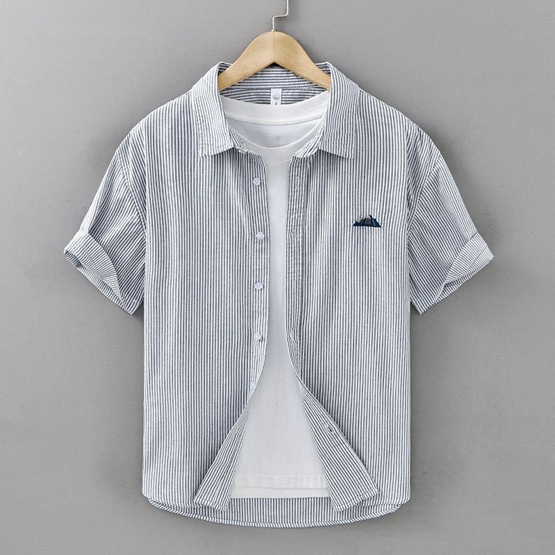 Men’s Gray Striped Casual Shirt
