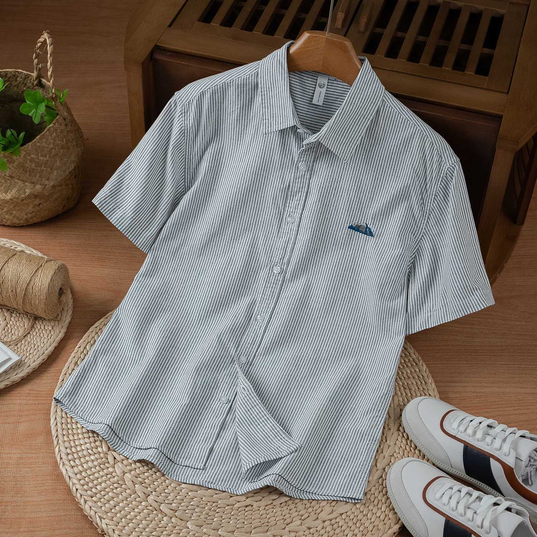 Men’s Gray Striped Casual Shirt