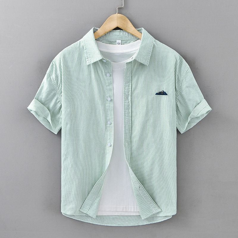 Men’s Pista Green Striped Casual Shirt