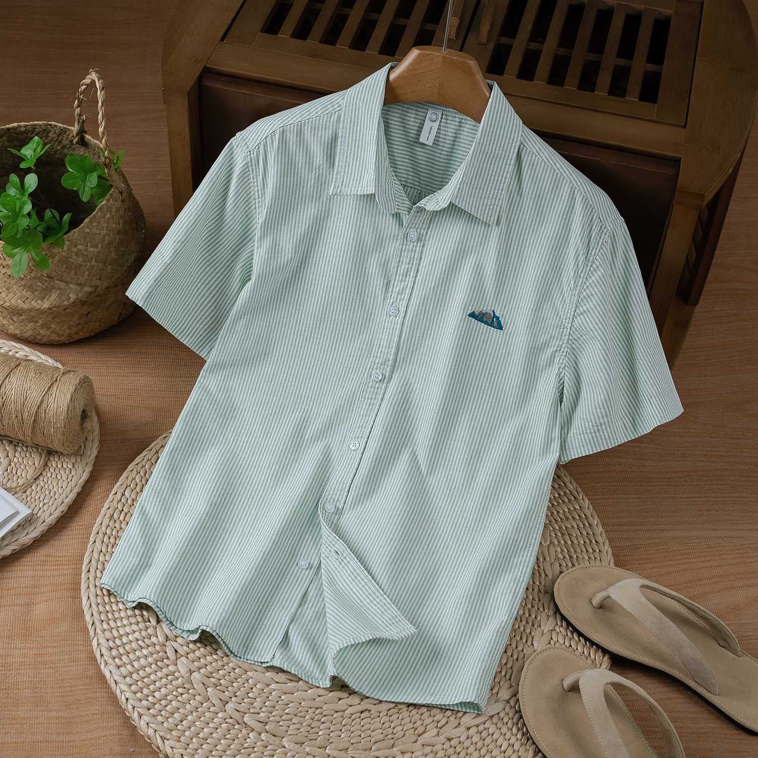 Pista Green Striped Casual Shirt