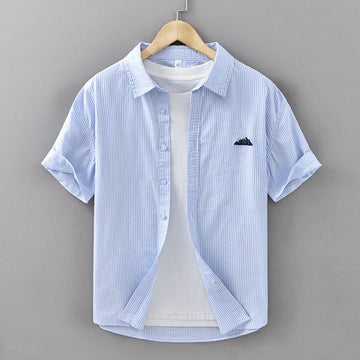 Men’s Sky Blue Striped Casual Shirt Online