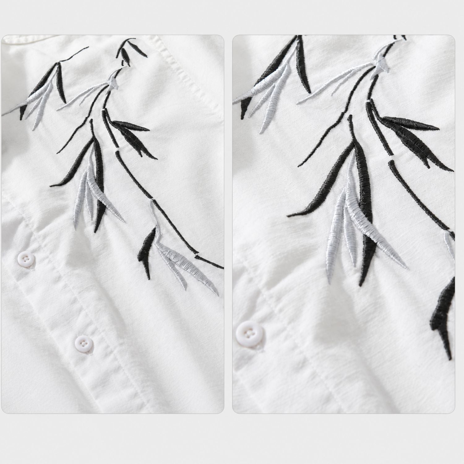 White Embroidered Casual Shirt for Men