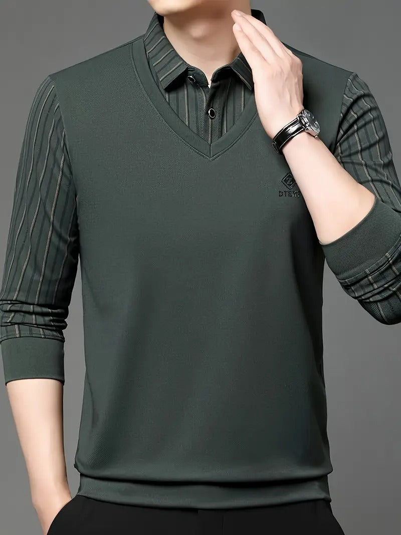 Men’s Dark Green V-Neck T-Shirt