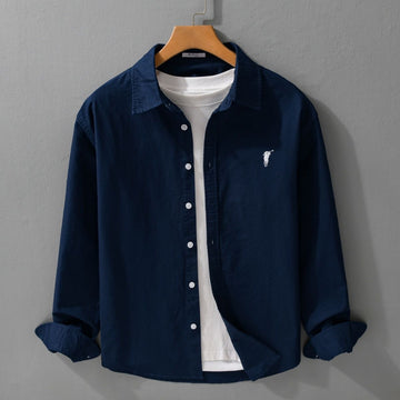 Men’s Navy Blue Solid Casual Shirt