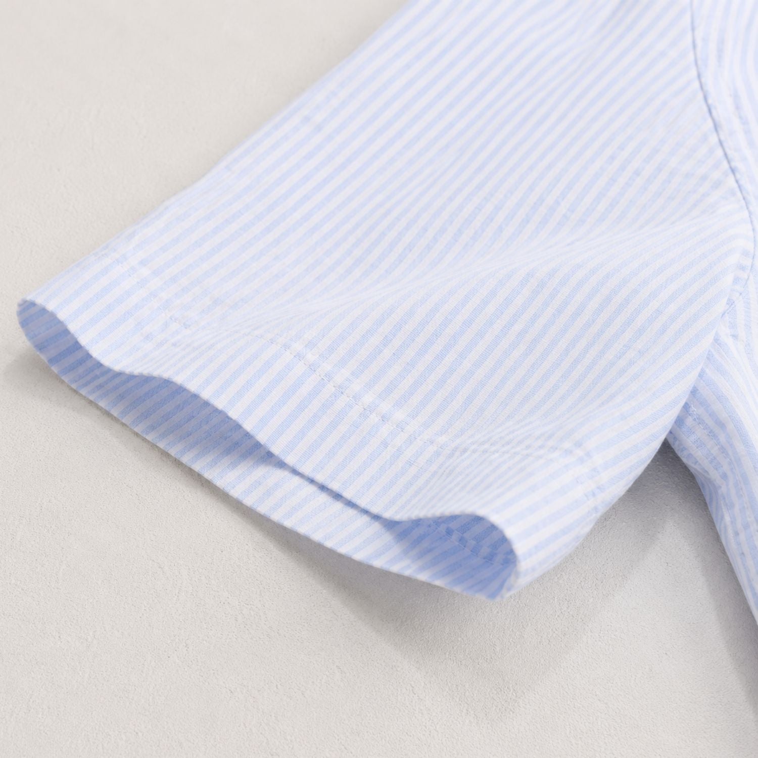 Sky Blue Striped Embroidered Casual Shirt for Men