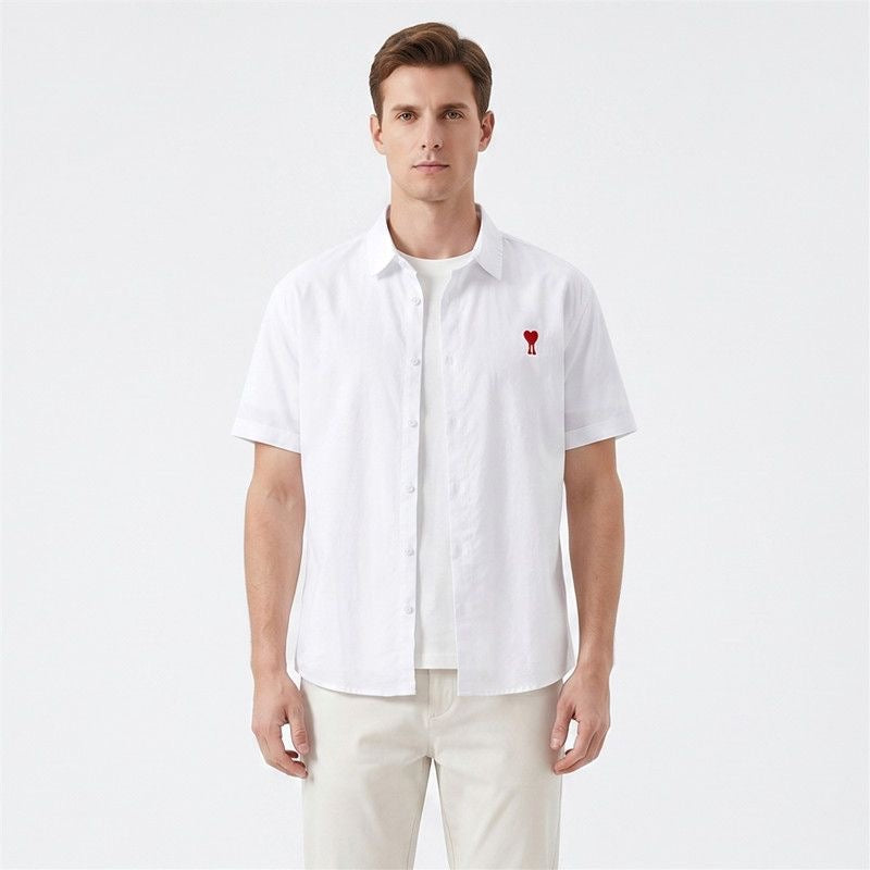 Shop White Embroidered Half Sleeve Casual Men’s Shirt