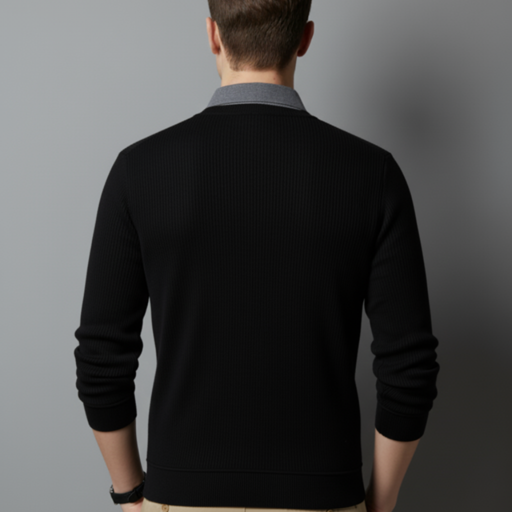 Shop Men’s Black Ribbed T-Shirt with Grey Shirt Collar