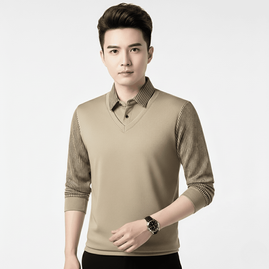Beige V-Neck T-Shirt