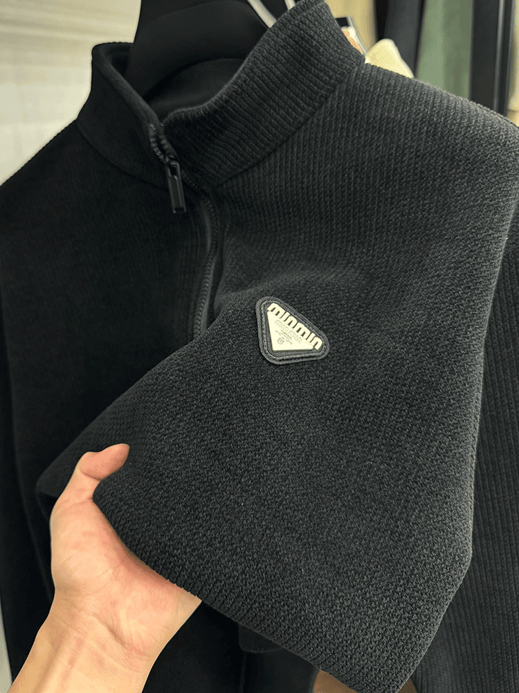 Black Half Zip Knitted T-Shirt
