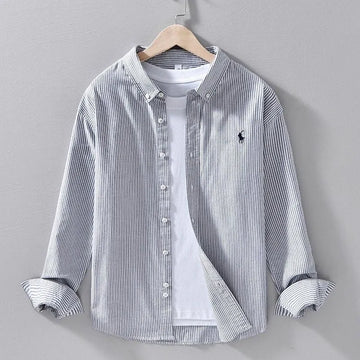 Men’s Grey Striped Casual Shirt