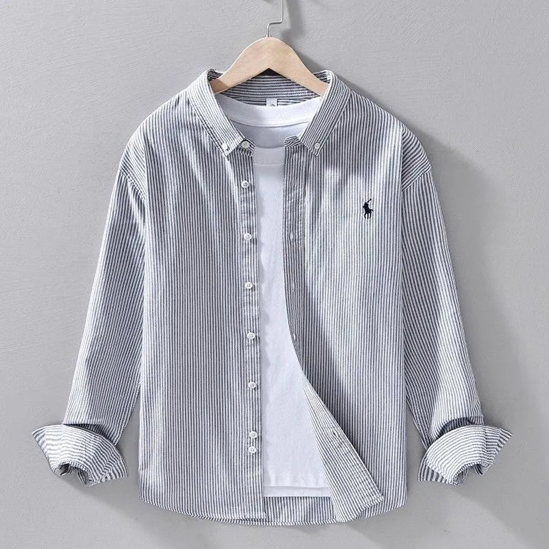 Men’s Grey Striped Casual Shirt