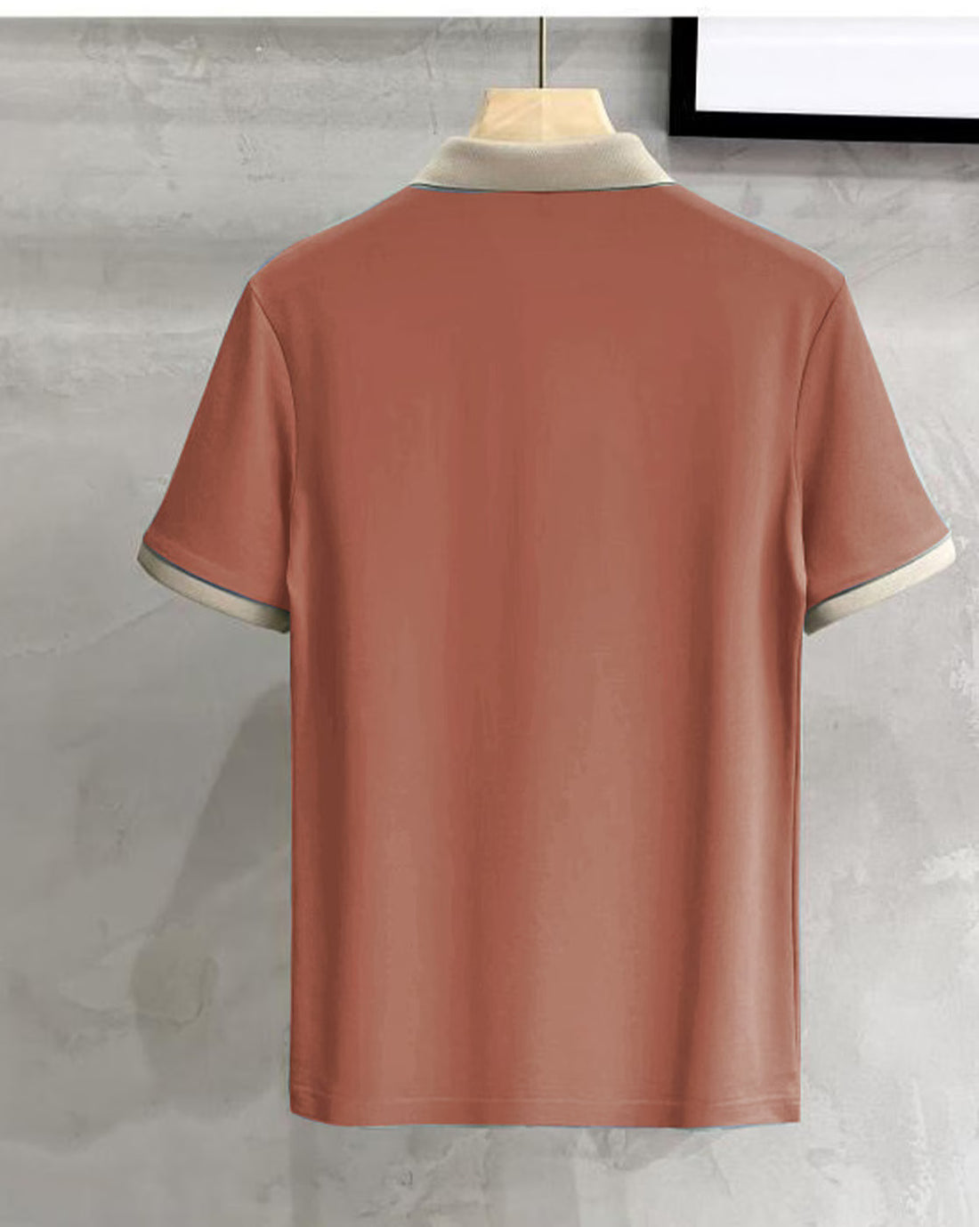 Men’s Orange Polo T-Shirt with Beige Collar