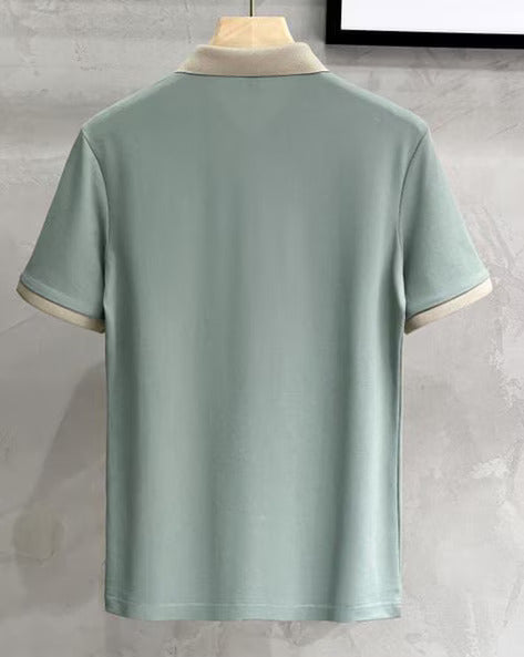 Buy Men’s Pista Green Polo T-Shirt with Beige Collar