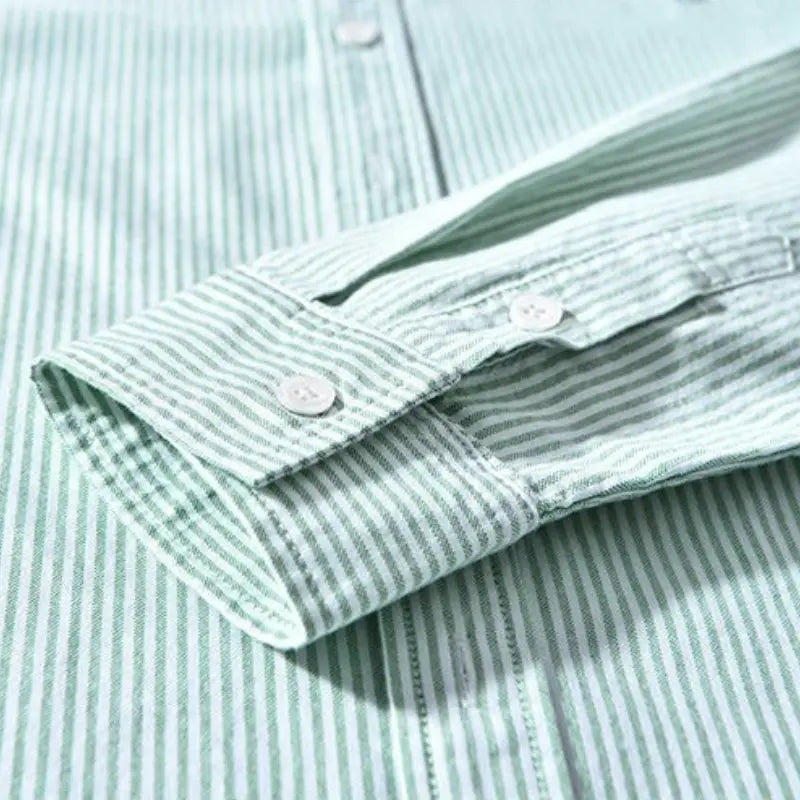 Men’s Light Green Striped Casual Shirt