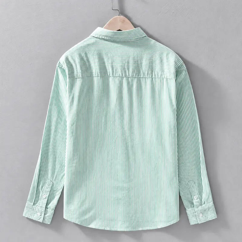 Men’s Light Green Striped Casual Shirt