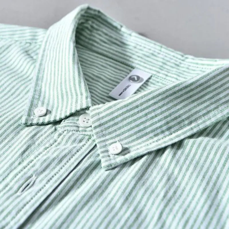 Men’s Light Green Striped Casual Shirt