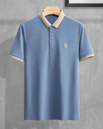 Men’s Sky Blue Polo T-Shirt with Beige Collar