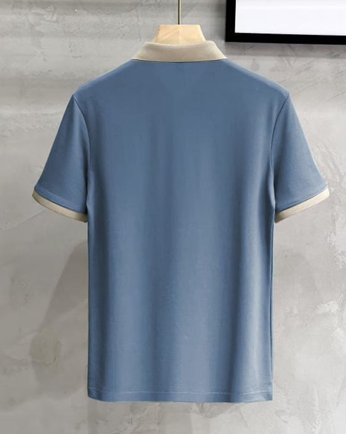Men’s Sky Blue Polo T-Shirt with Beige Collar