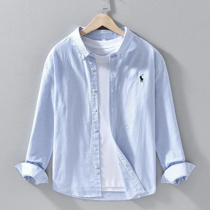 Men’s Sky Blue Striped Casual Shirt