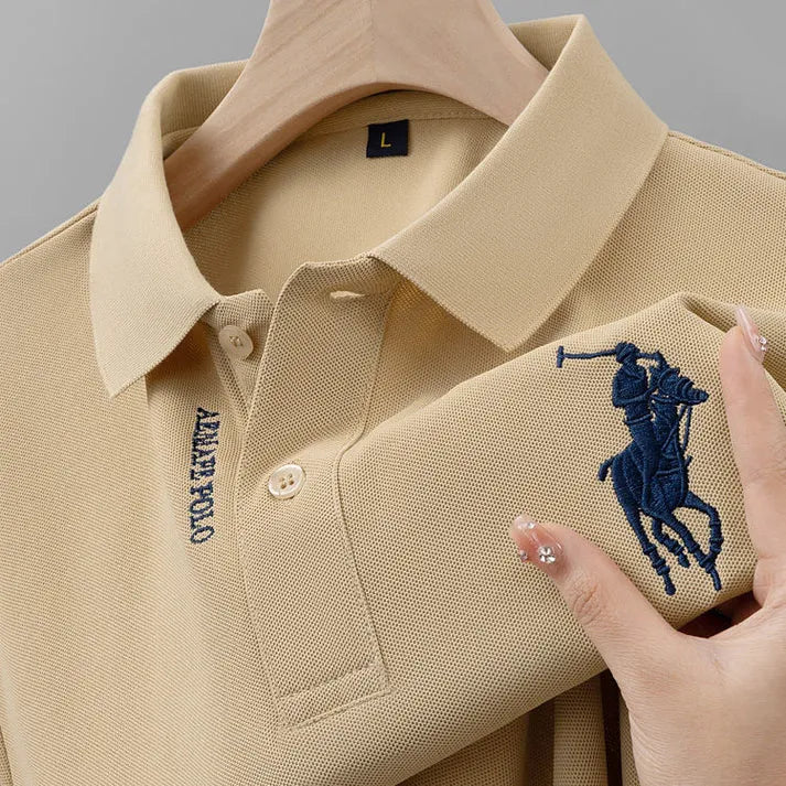 beige embroidered polo