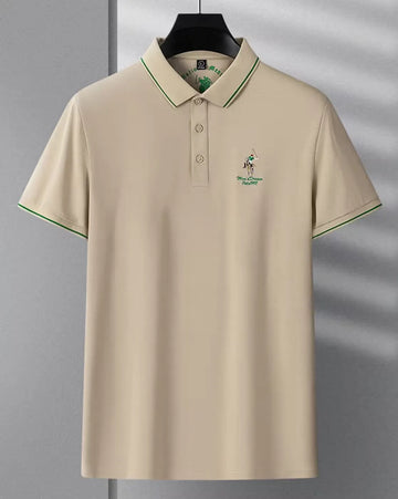 beige green pipe polo