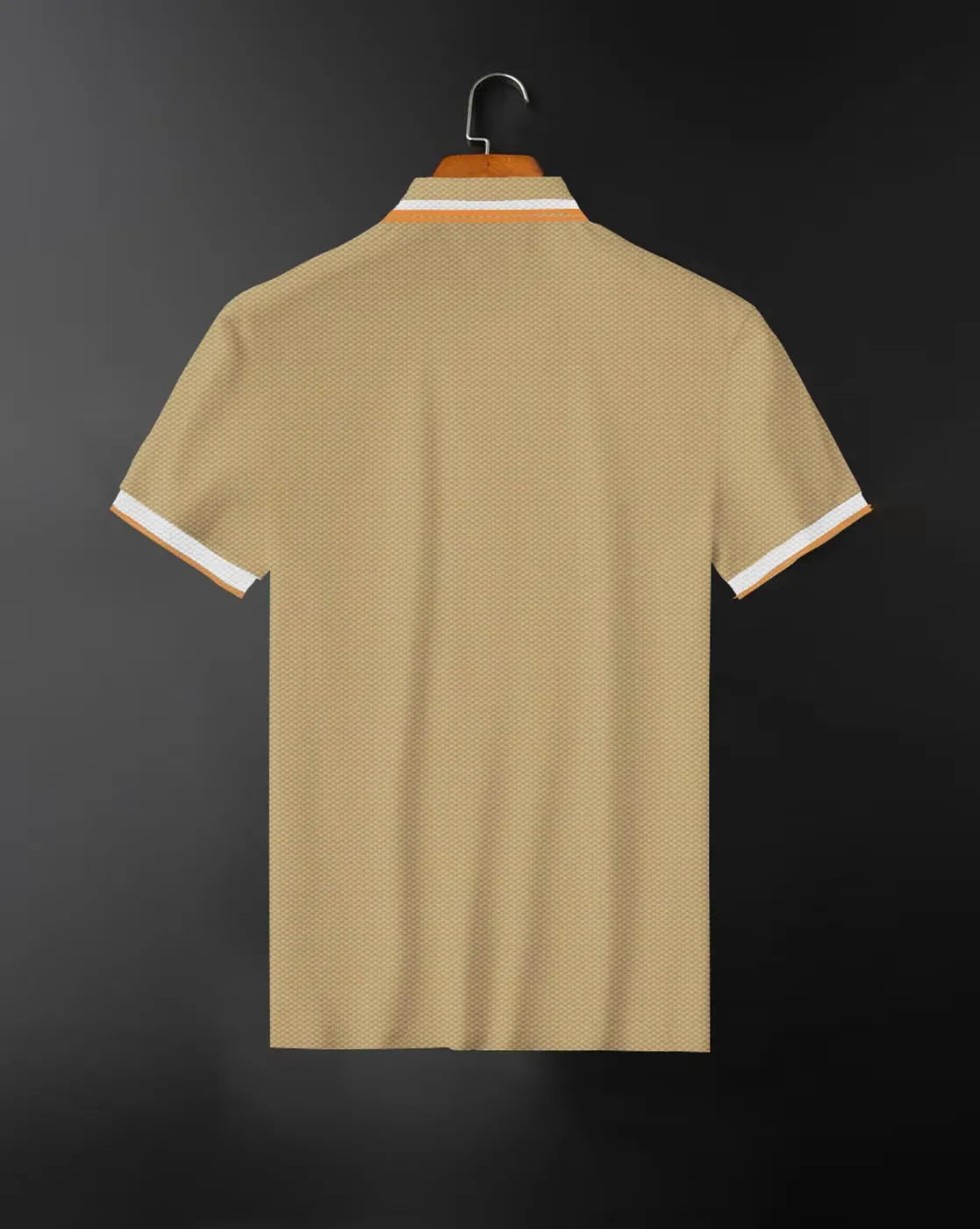 beige polo orange collar