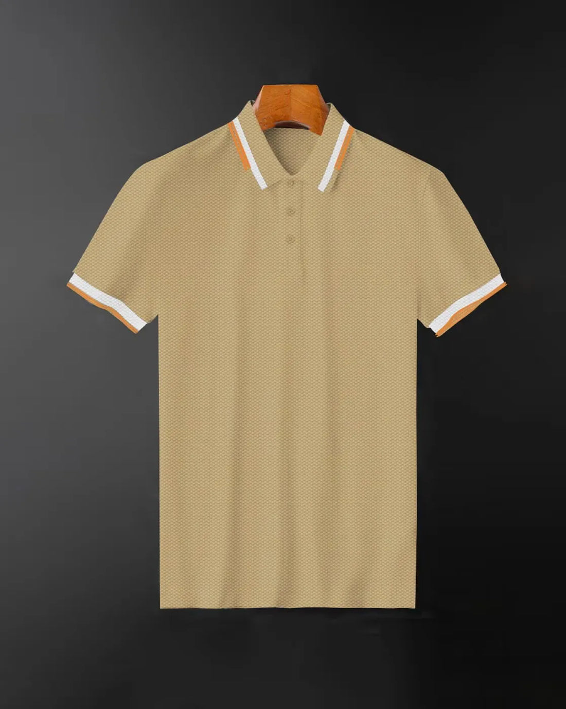 beige polo striped collar