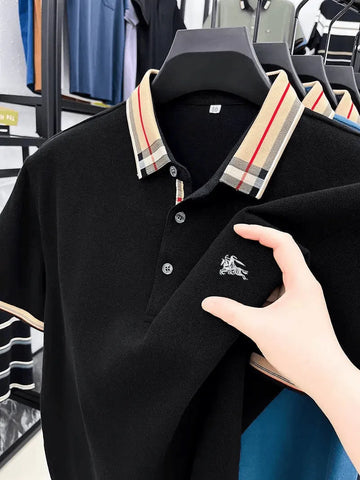 black check collar polo