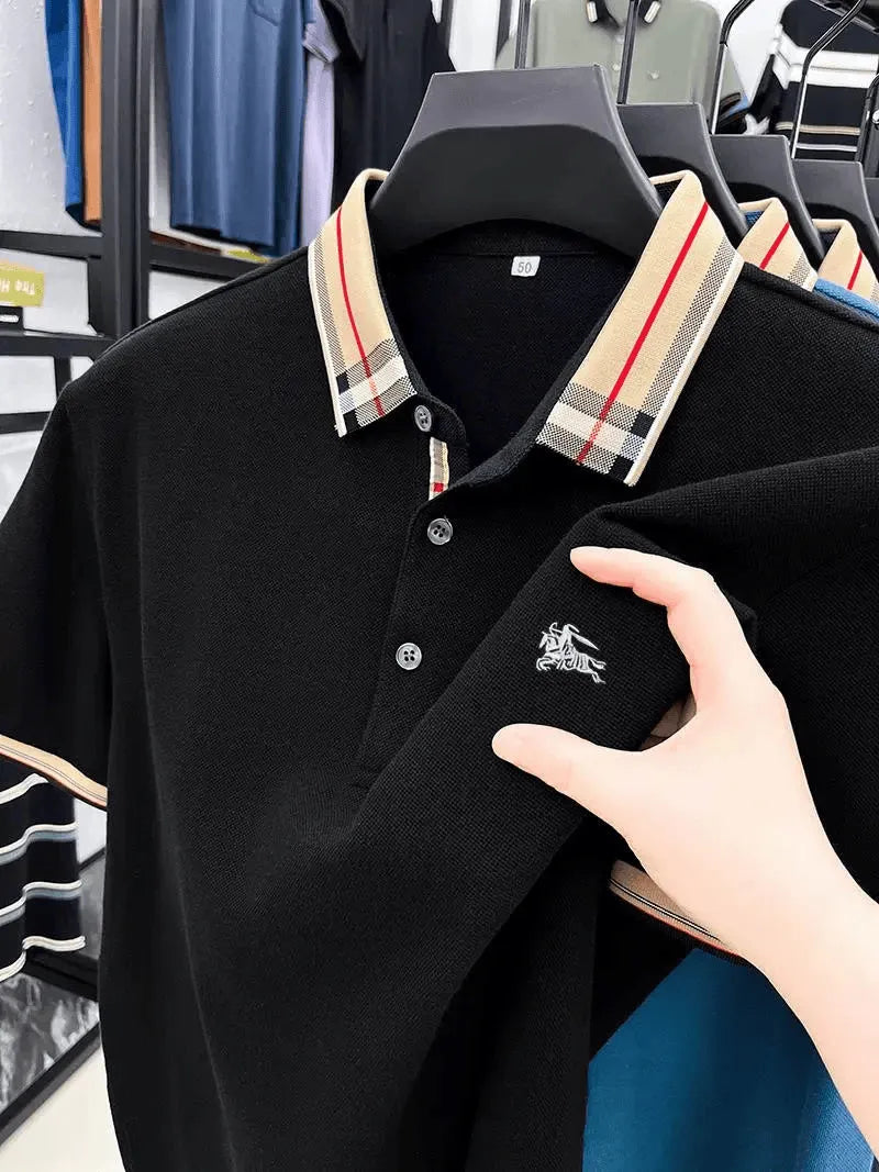 black check collar polo
