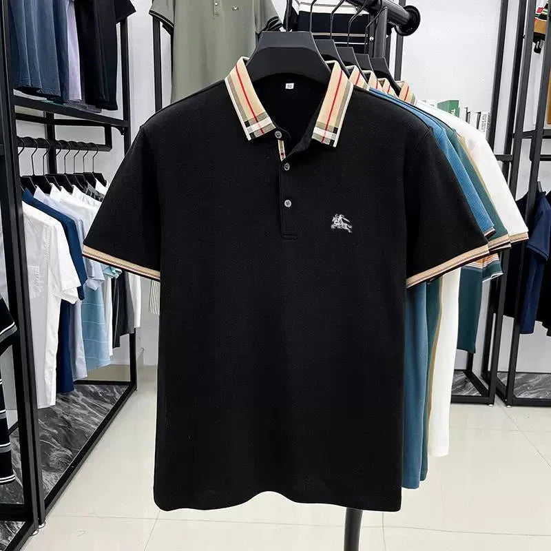 black contrast collar polo
