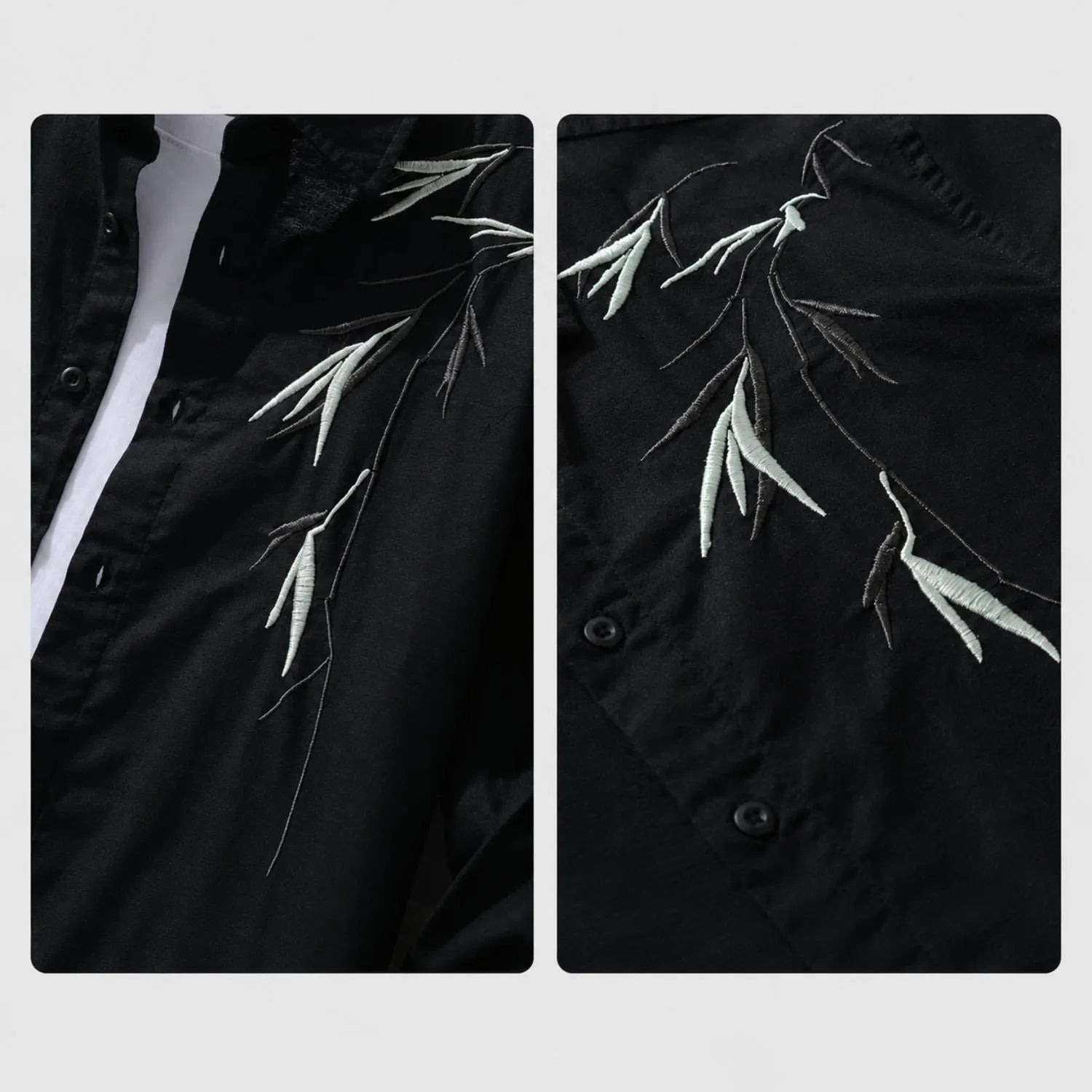black embroidered casual shirt