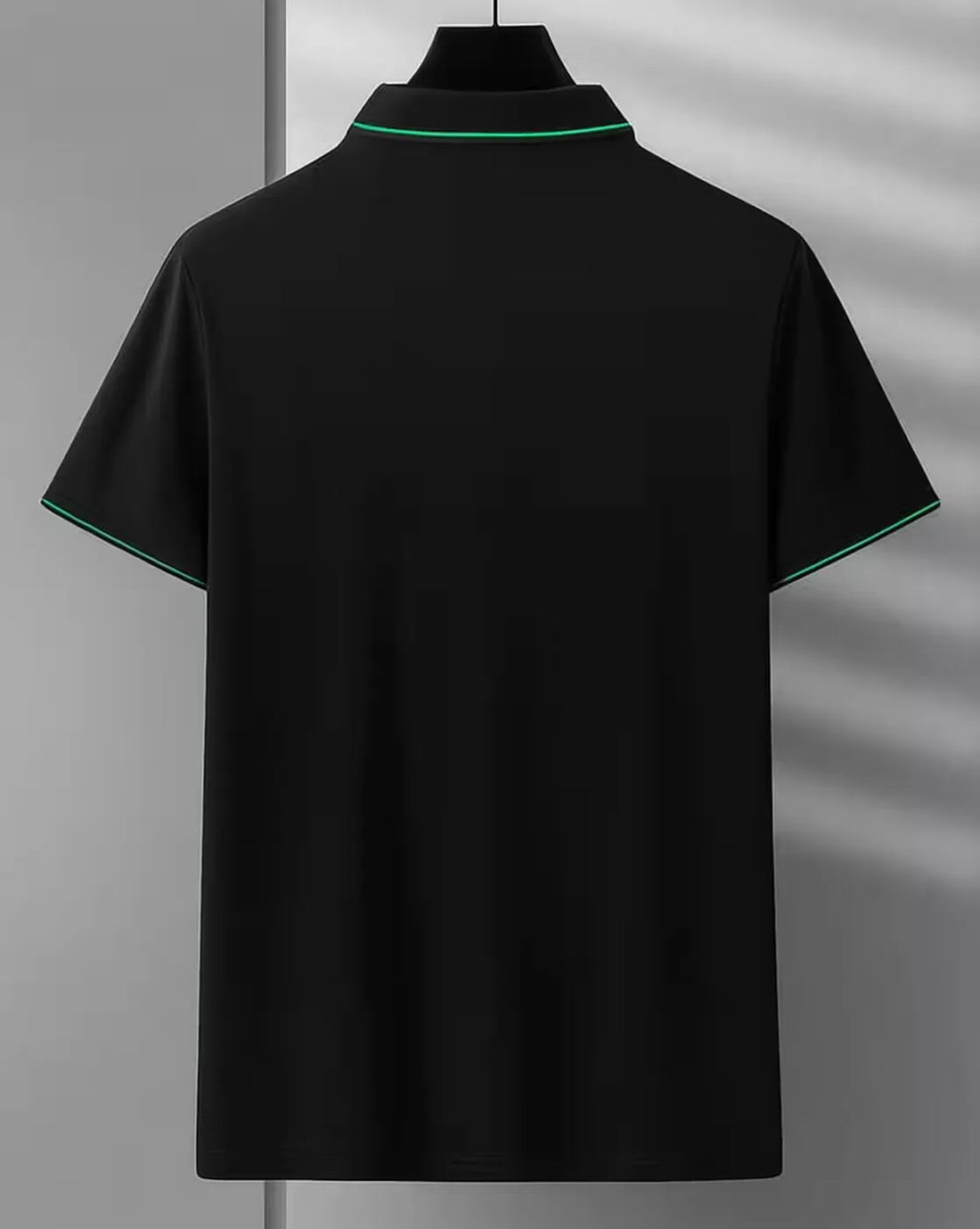 mens black green pipe polo
