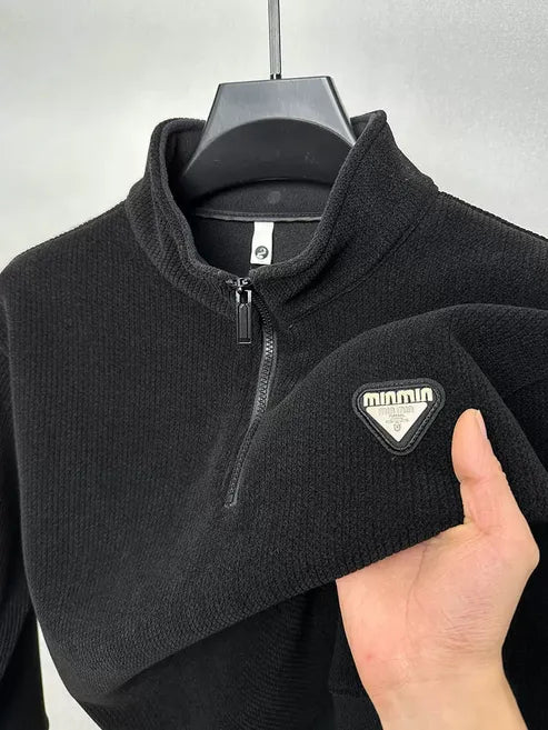 black halfzip knit tee