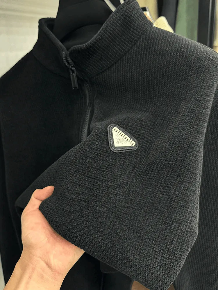 black halfzip knitted tee