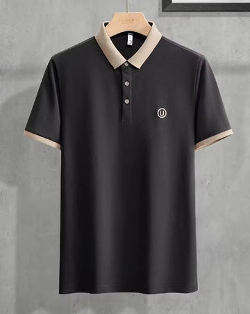 black polo beige collar