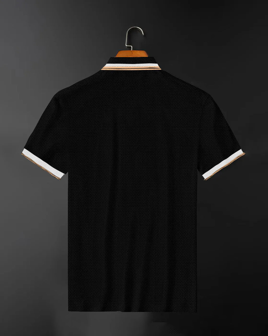 black polo striped collar