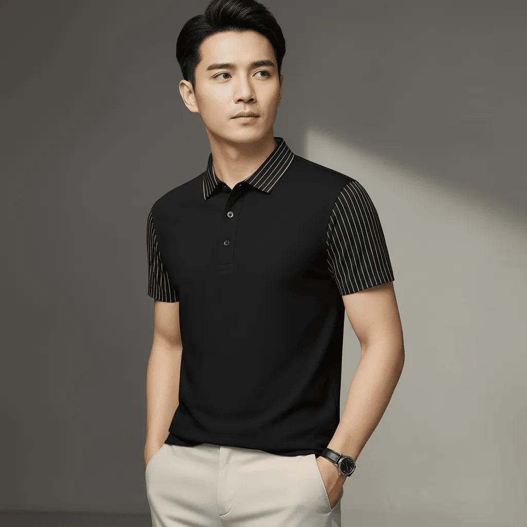black polo t-shirt