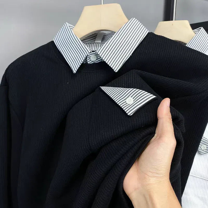 black ribbed striped collar
