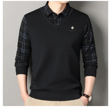black vneck check sleeve