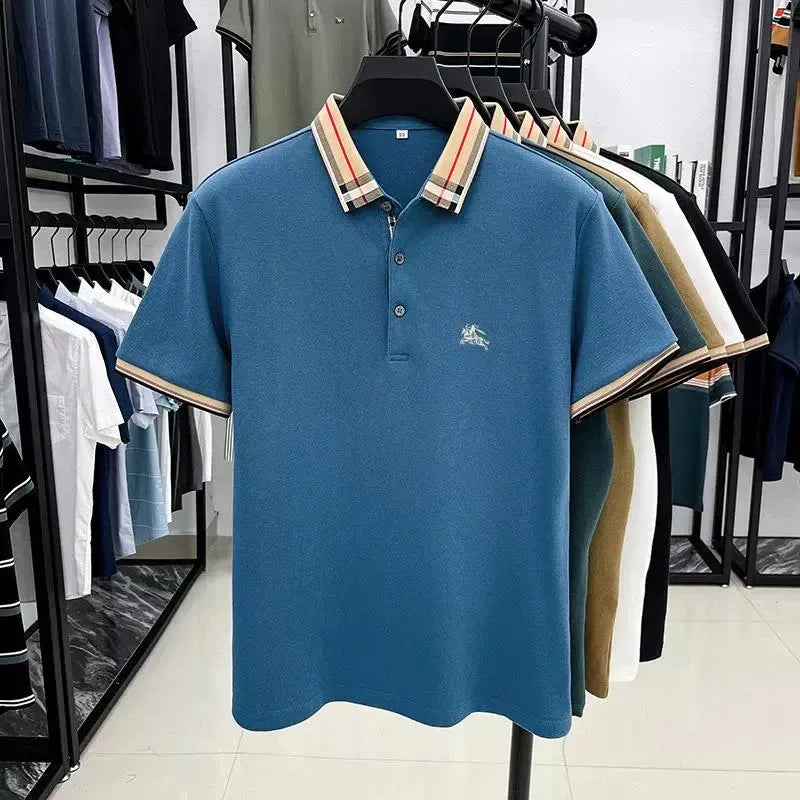 blue contrast collar polo