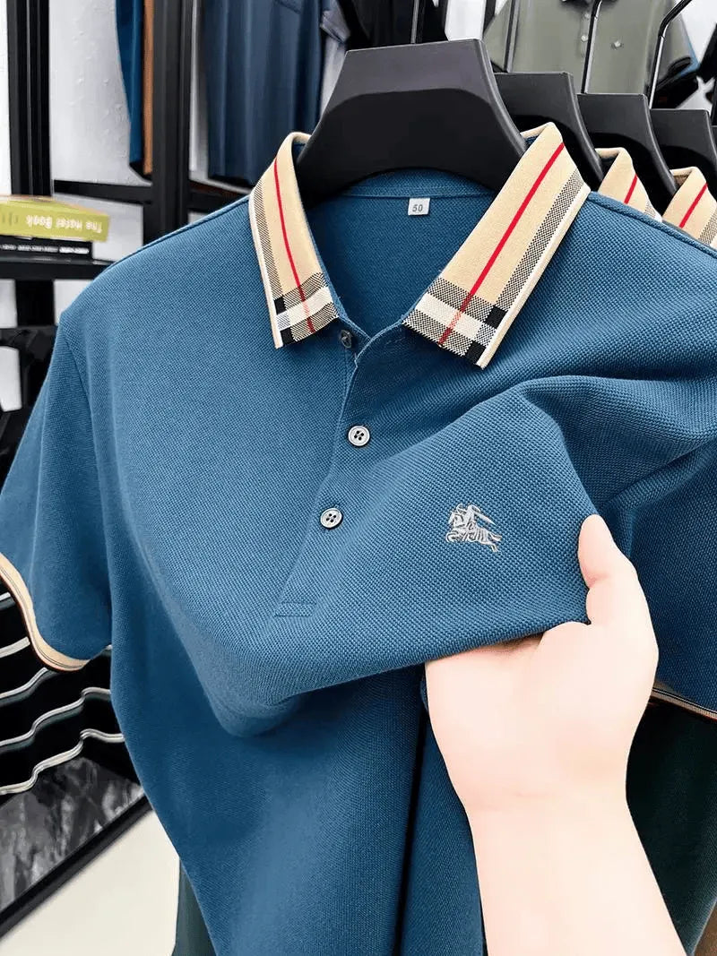 blue polo tshirt