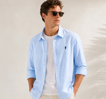Men’s Sky Blue Solid Casual Shirt