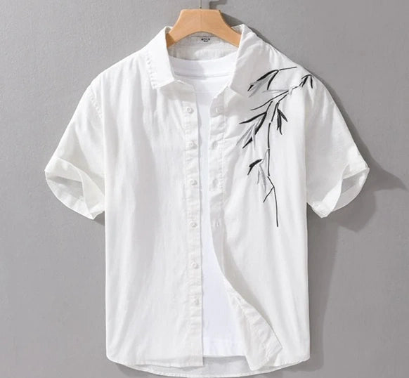 Men’s White Embroidered Casual Shirt