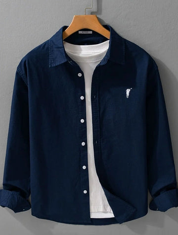 Men’s Navy Blue Solid Casual Shirt