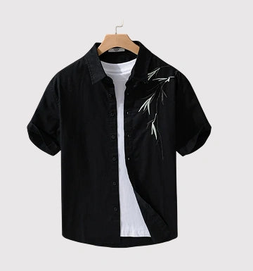 Men’s Black Embroidered Casual Shirt
