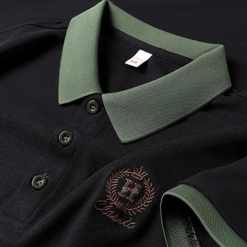 buy black green collar polo