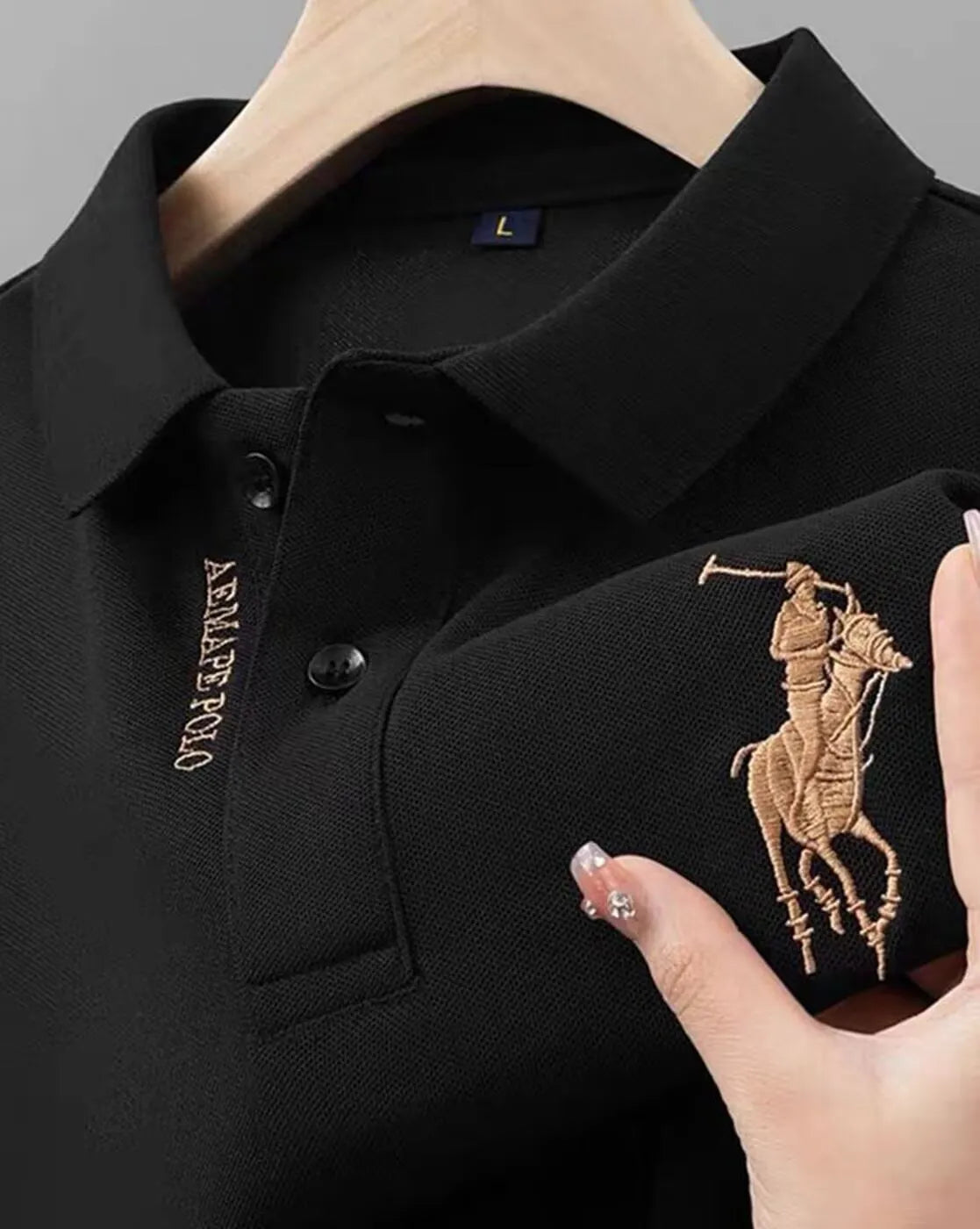 buy black logo polo
