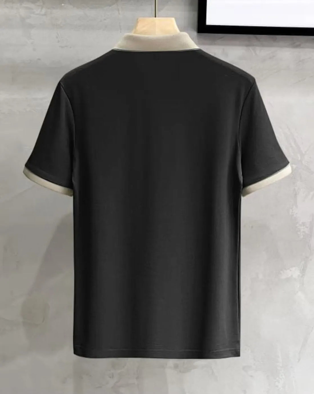 black polo beige collar