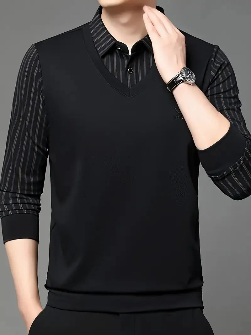 buy black v-neck casual tee
