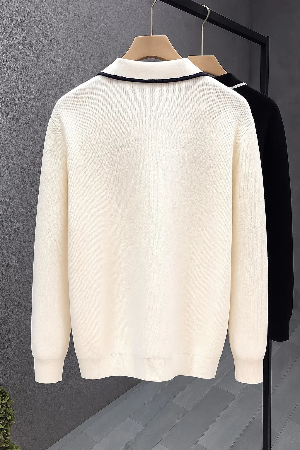 buy white knit navy border